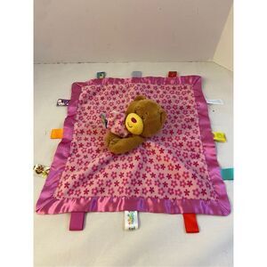 Taggies lovey blanket pink bear 14” silky back